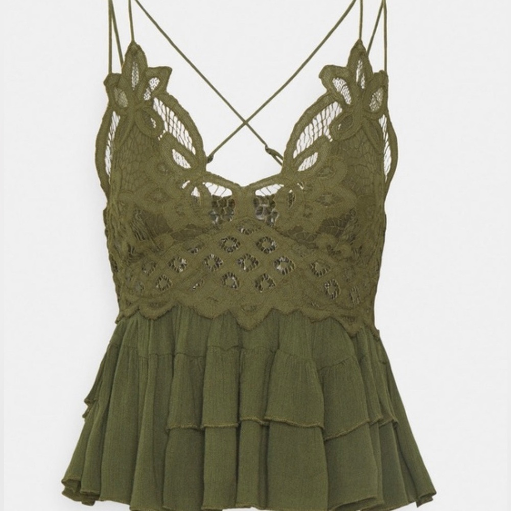 NWT Free People Adela Cami Olive Green